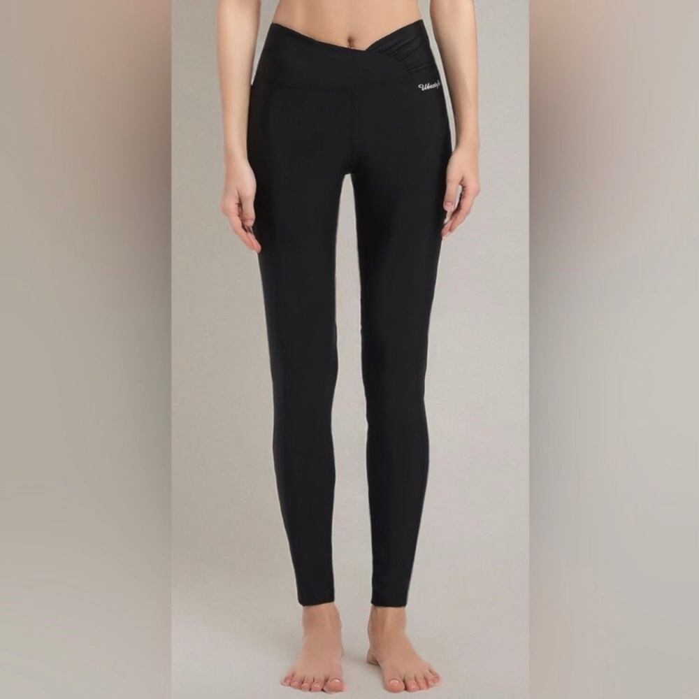 Black Leggings UPF 50 High Waist Pocket Size XXL
